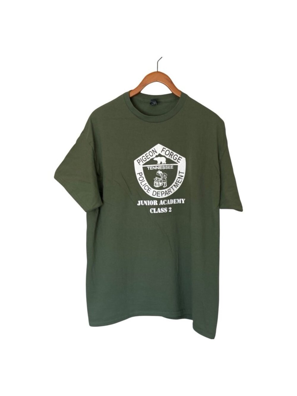 Pigeon Forge Police Junior Academy Class 2 T-Shirt Men's XL Green Gildan